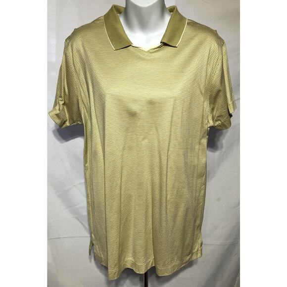 NWOT OuterBanks Polo Top L Green Stripe V-neck Collar Short Sleeve Sports Preppy - Picture 6 of 6